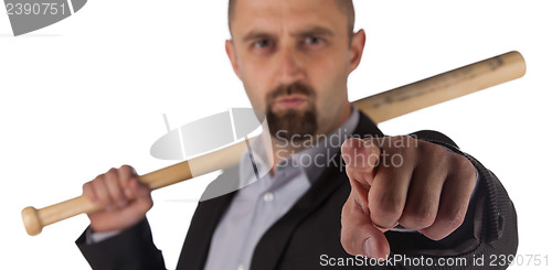 Image of Angry looking man with bat