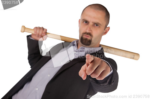 Image of Angry looking man with bat