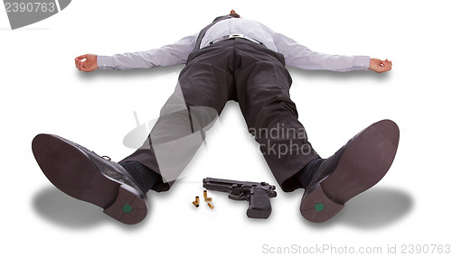 Image of Suicide concept - man pointing shot himself