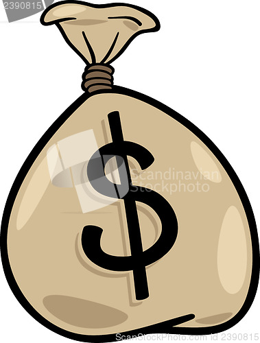 Image of sack of dollars clip art cartoon illustration