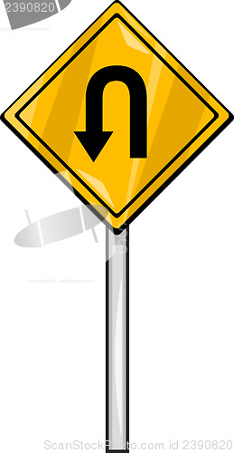 Image of u turn sign clip art cartoon illustration