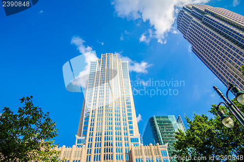 Image of skyline and city streets of charlotte north carolina usa