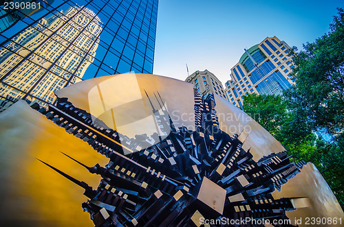 Image of skyline and city streets of charlotte north carolina usa