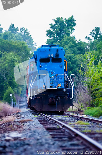 Image of blue freight train