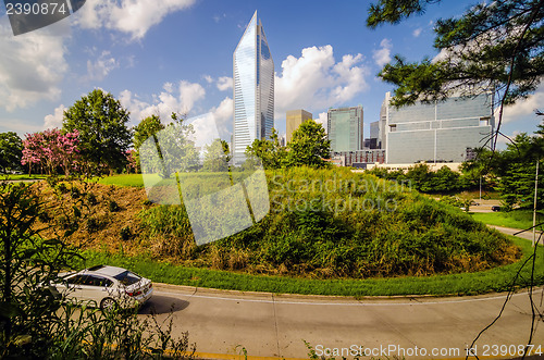 Image of skyline and city streets of charlotte north carolina usa