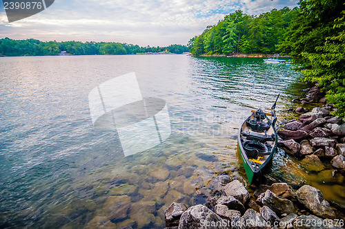 Image of kayak with electric motor