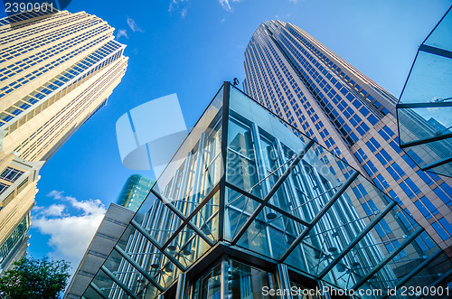 Image of tall highrise buildings in uptown charlotte near blumenthal perf