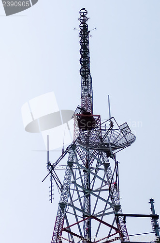 Image of Telephone broadcast radio pole isolated on white background