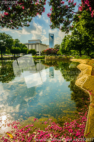 Image of skyline and city streets of charlotte north carolina usa