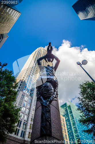 Image of skyline and city streets of charlotte north carolina usa