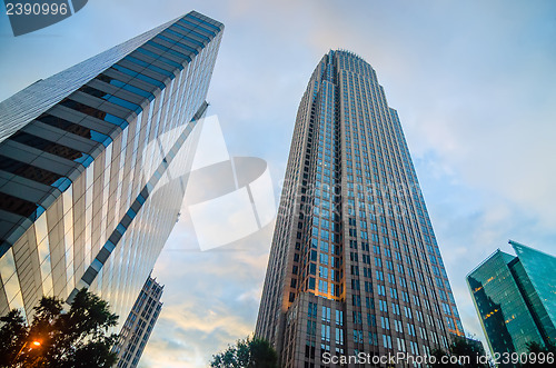 Image of skyline and city streets of charlotte north carolina usa