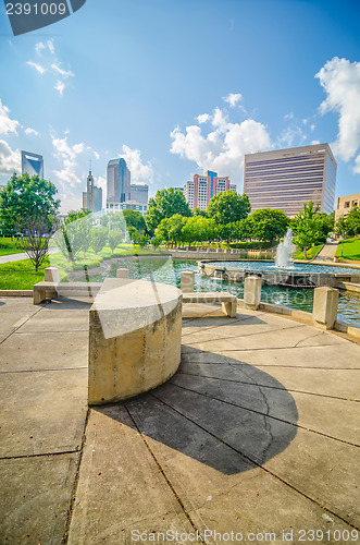 Image of skyline and city streets of charlotte north carolina usa