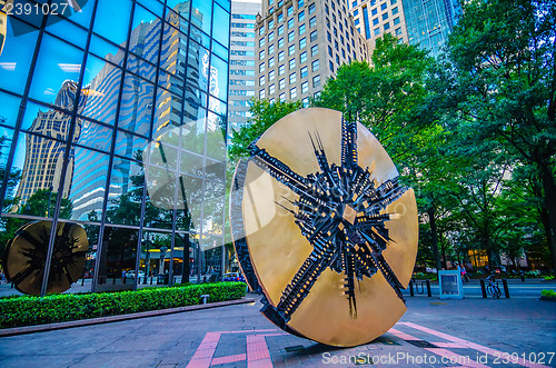 Image of skyline and city streets of charlotte north carolina usa