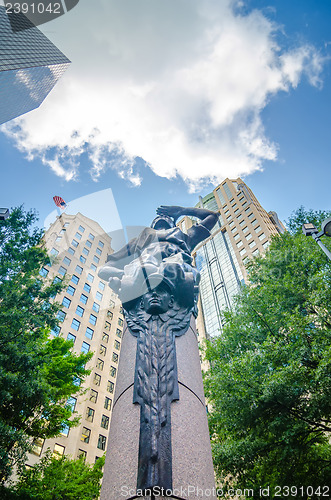 Image of skyline and city streets of charlotte north carolina usa