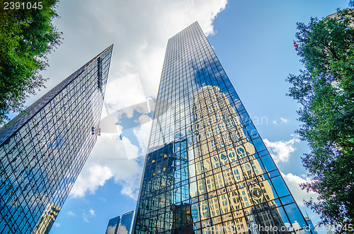 Image of skyline and city streets of charlotte north carolina usa