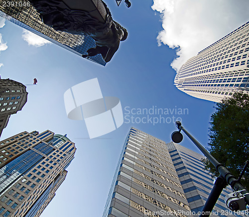 Image of skyline and city streets of charlotte north carolina usa