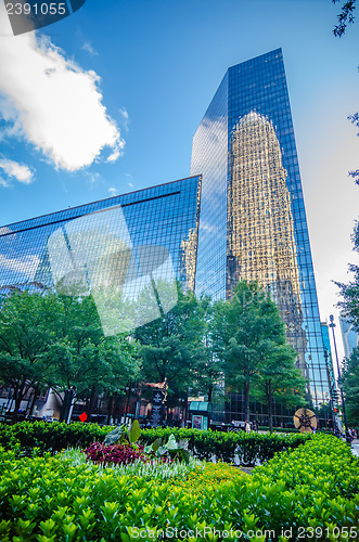 Image of skyline and city streets of charlotte north carolina usa