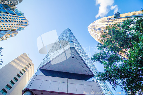 Image of skyline and city streets of charlotte north carolina usa