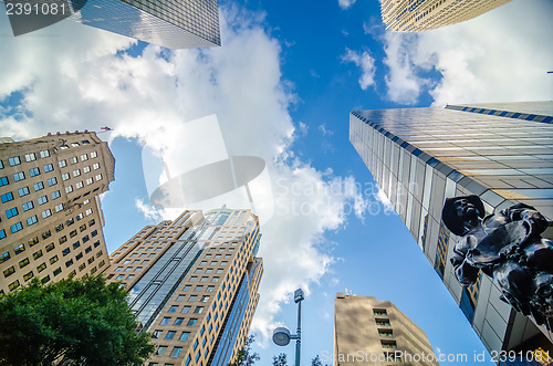 Image of skyline and city streets of charlotte north carolina usa