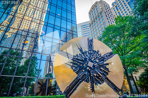Image of skyline and city streets of charlotte north carolina usa