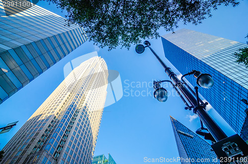 Image of skyline and city streets of charlotte north carolina usa