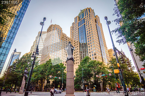 Image of skyline and city streets of charlotte north carolina usa