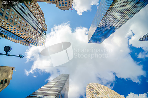 Image of skyline and city streets of charlotte north carolina usa