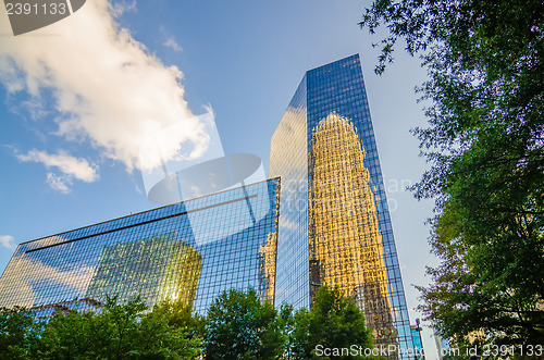 Image of skyline and city streets of charlotte north carolina usa