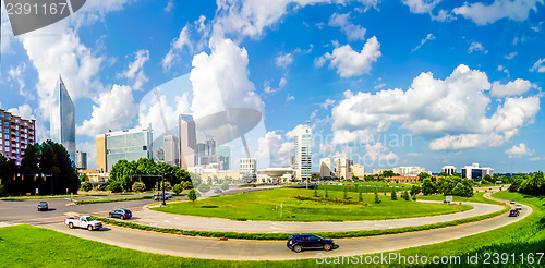 Image of sun setting over charlotte north carolina a major metropolitan c