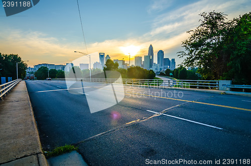 Image of sun setting over charlotte north carolina a major metropolitan c