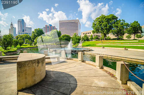 Image of skyline and city streets of charlotte north carolina usa