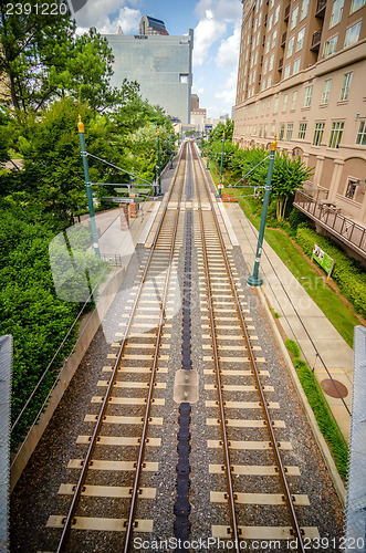 Image of skyline and city streets of charlotte north carolina usa