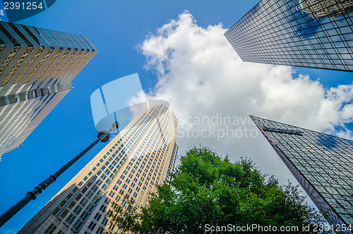 Image of skyline and city streets of charlotte north carolina usa