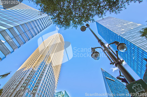 Image of skyline and city streets of charlotte north carolina usa