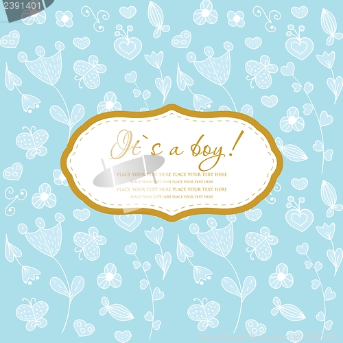 Image of Baby boy arrival announcement card.