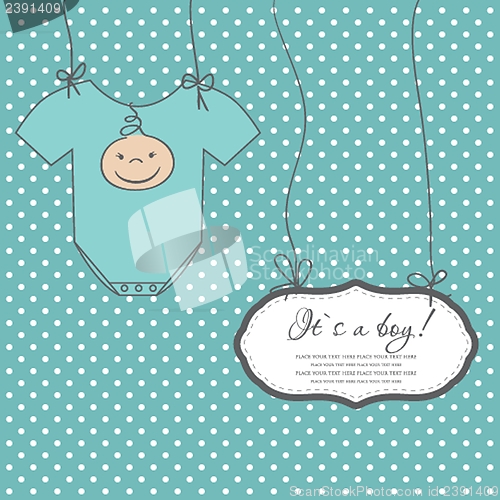 Image of Baby boy arrival announcement card.