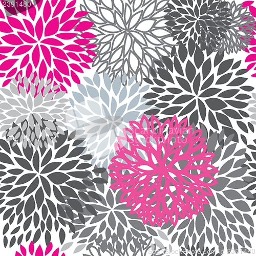 Image of Seamless pattern with abstract hand drawn flowers