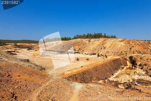 Image of Earth dam wall with an empty dam