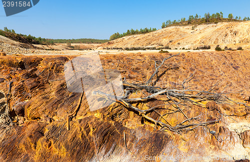 Image of Earth dam wall with an empty dam