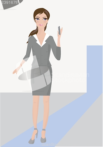 Image of Business lady with positive look and cheerful smile posing for the camera