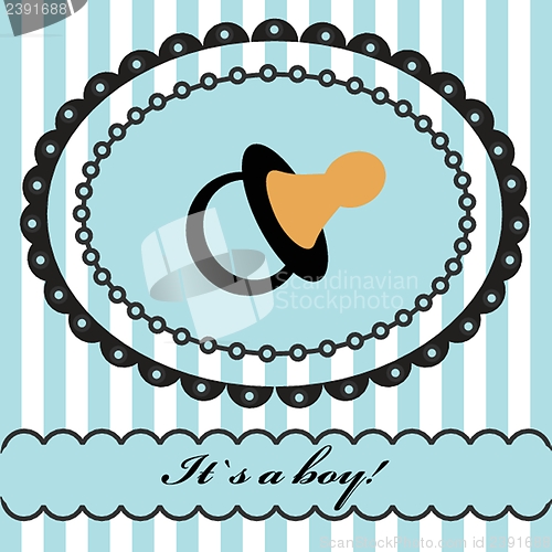 Image of baby boy announcement card. vector illustration