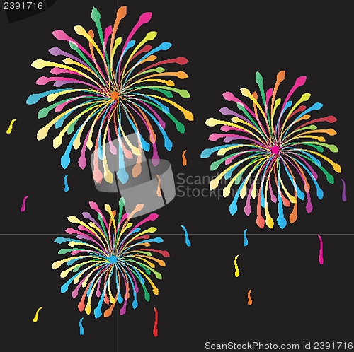 Image of Colorful vector fireworks