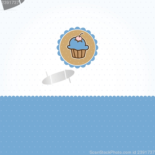 Image of Cute vector background with small cupcake
