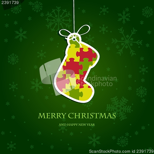 Image of Christmas card with holiday elements.