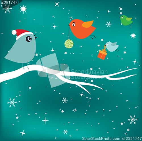 Image of Christmas background with Christmas tree, vector illustration.