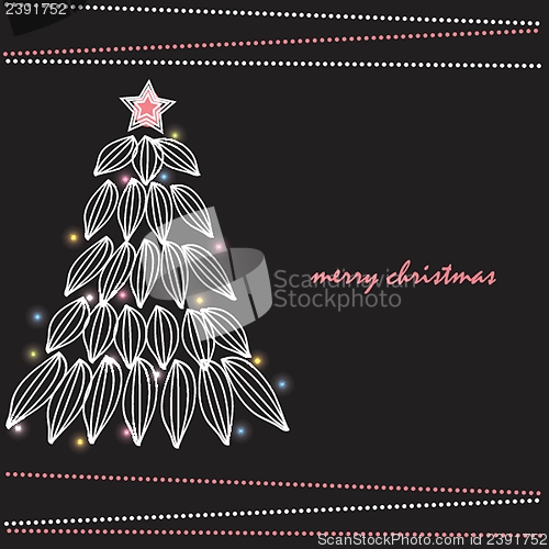 Image of Christmas background with Christmas tree, vector illustration.