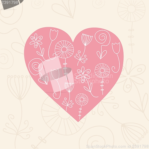 Image of Cute vector background with vintage hearts