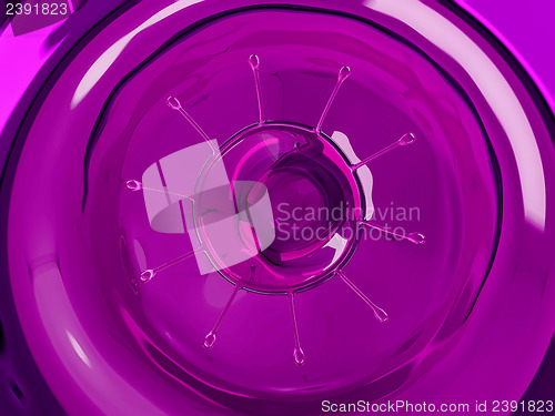 Image of Splash and splatter of purple fluid with droplets