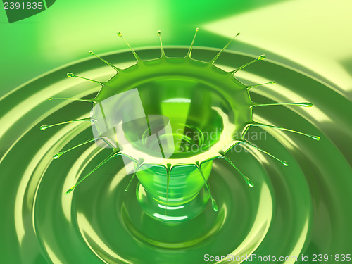 Image of Splash of colorful green liquid with droplets