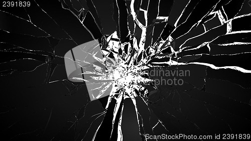 Image of Demolishing: pieces of cubic shattered glass isolated